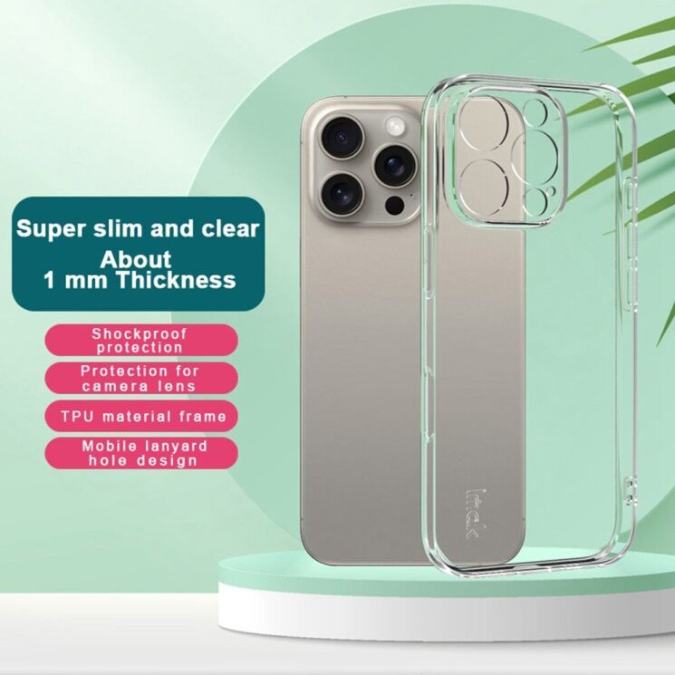 Силиконовый чехол IMAK UX-5 Series для Apple iPhone 16 Pro - Transparent: фото 3 из 8
