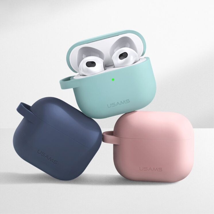 Силиконовый чехол USAMS US-BH741 Silicone Case для Apple AirPods 3 - Blue: фото 6 из 8