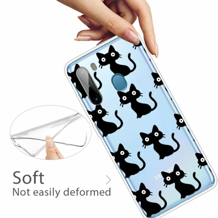 Силіконовий (TPU) чохол Deexe Pretty Glossy для Samsung Galaxy A21 (A215) - Black Cat: фото 3 з 4
