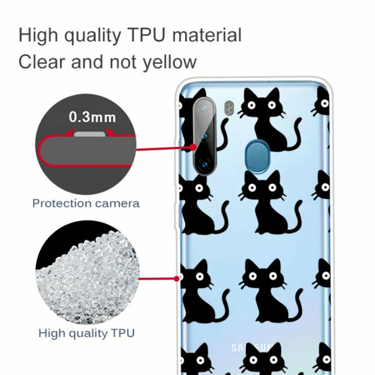 Силіконовий (TPU) чохол Deexe Pretty Glossy для Samsung Galaxy A21 (A215) - Black Cat: фото 2 з 4