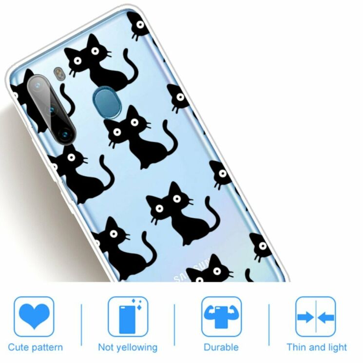 Силіконовий (TPU) чохол Deexe Pretty Glossy для Samsung Galaxy A21 (A215) - Black Cat: фото 4 з 4