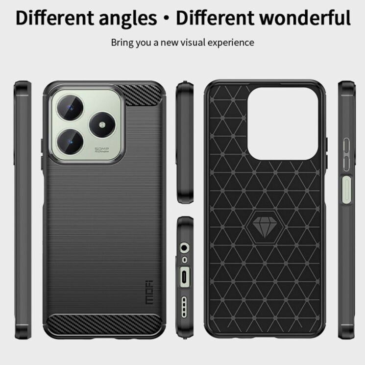 Силіконовий (TPU) чохол MOFI Carbon Fiber для Realme C63 / C61 / Note 60x - Black: фото 8 з 9
