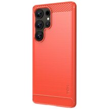 Силиконовый (TPU) чехол MOFI Carbon Fiber для Samsung Galaxy S25 Ultra (S938) - Red: фото 1 из 9