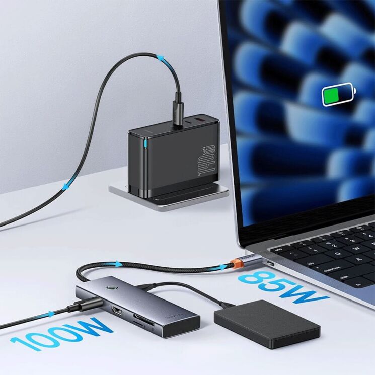 USB HUB Baseus UltraJoy Series 7 in 1 (B00052803811-00) - Space Grey: фото 11 з 12