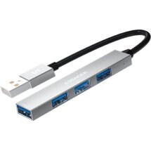 USB HUB ESSAGER Fengyang 4 in 1 Splitter (EHBA04-FY10-P) - Silver: фото 1 из 4