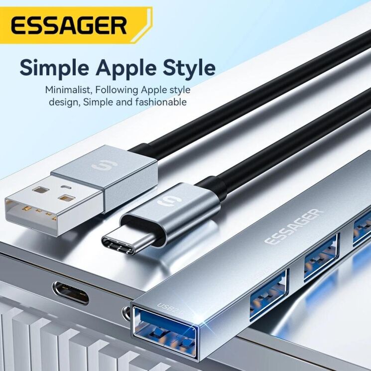 USB HUB ESSAGER Fengyang 4 in 1 Splitter (EHBA04-FY10-P) - Silver (982802S) USB HUB ESSAGER Fengyang 4 in 1 Splitter (EHBA04-FY10-P) - Silver: фото 3 из 4