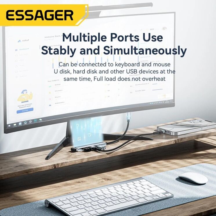 USB HUB ESSAGER Fengyang 4 in 1 Splitter (EHBA04-FY10-P) - Silver (982802S) USB HUB ESSAGER Fengyang 4 in 1 Splitter (EHBA04-FY10-P) - Silver: фото 4 из 4