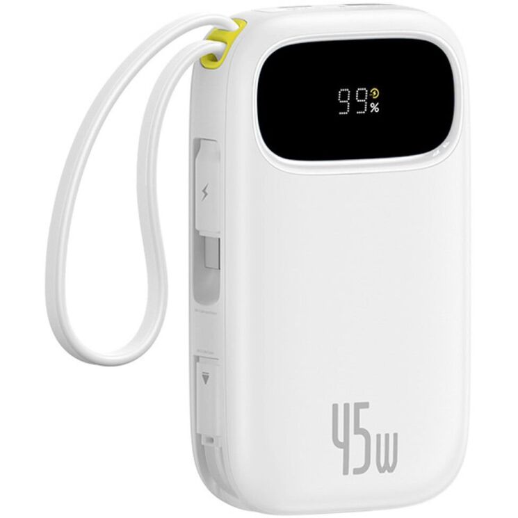 Внешний аккумулятор Baseus QPow 3 45W (10000mAh) + кабель Type-C + Lightning (E0028C01) - White (995795W) Внешний аккумулятор Baseus QPow 3 45W (10000mAh) + кабель Type-C + Lightning (E0028C01) - White: фото 2 из 12