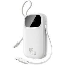 Внешний аккумулятор Baseus QPow 3 45W (10000mAh) + кабель Type-C + Lightning (E0028C01) - White: фото 1 из 12