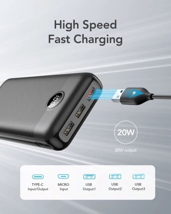 Внешний аккумулятор VEGER L30 PD20W (30000mAh) - Black: фото 4 из 8