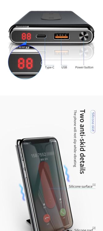 Внешний аккумулятор&nbsp;Baseus Wireless (10000mAh) WXHSD-D01 - Black: фото 16 из 22