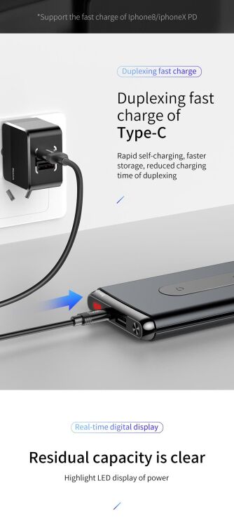 Внешний аккумулятор&nbsp;Baseus Wireless (10000mAh) WXHSD-D01 - Black: фото 15 из 22