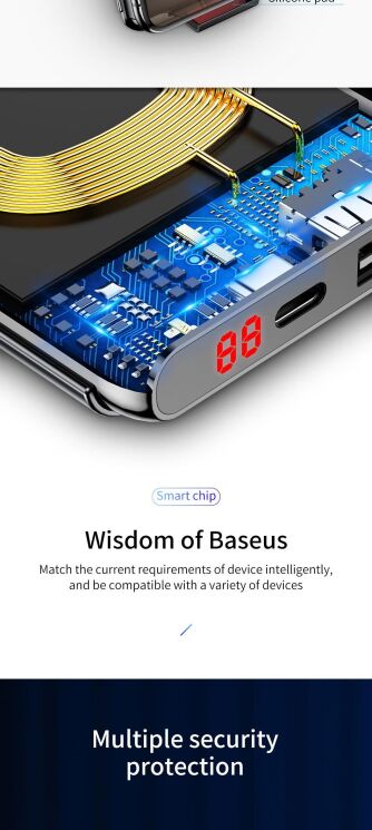 Внешний аккумулятор&nbsp;Baseus Wireless (10000mAh) WXHSD-D01 - Black: фото 17 из 22