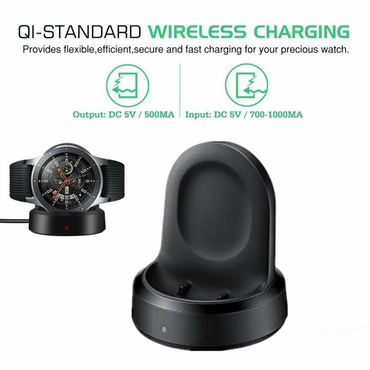 Зарядний пристрій Deexe Wireless Charging Dock для Samsung Galaxy Watch 42mm / 46mm / Gear S3 / Gear Sport - Black: фото 7 з 9