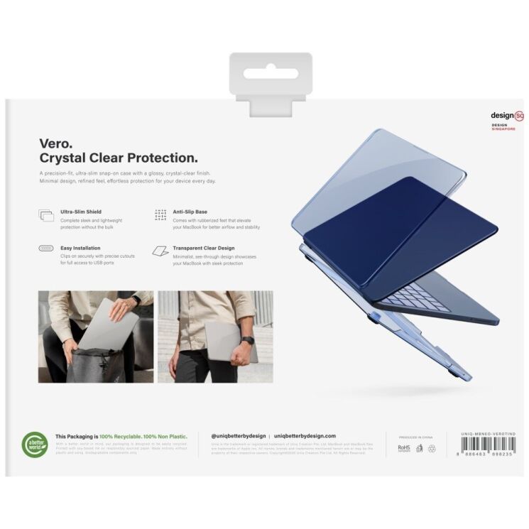 Защитная накладка UNIQ Vero Ultra Slim Clear Case для MacBook Neo (2026) UNIQ-MBNEO-VEROTIND - Blue (236723L) Защитная накладка UNIQ Vero Ultra Slim Clear Case для MacBook Neo (2026) UNIQ-MBNEO-VEROTIND - Blue: фото 3 из 3