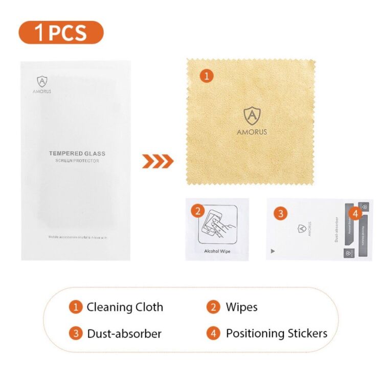 Защитное стекло AMORUS Full Glue Tempered Glass для iPhone 14 - Black: фото 12 из 12