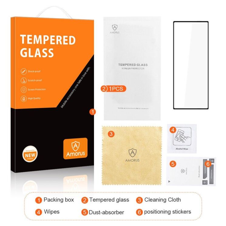 Захисне скло AMORUS Full Glue Tempered Glass для Samsung Galaxy Fold 6 - Black: фото 8 з 9