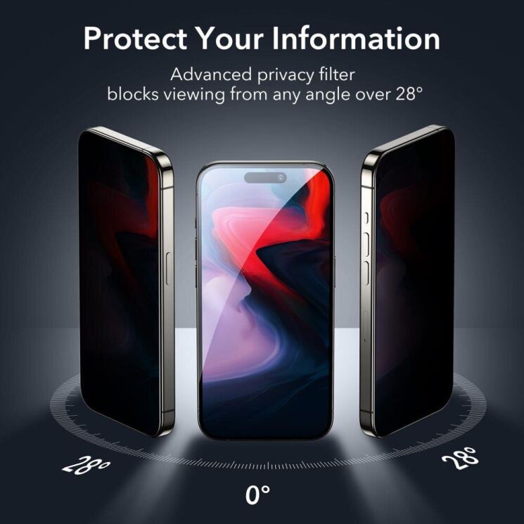 Защитное стекло ESR Privacy для Apple iPhone 15 Pro Max - Black: фото 6 из 10