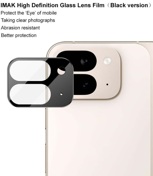 Защитное стекло на камеру IMAK Black Glass Lens для Google Pixel 9 Pro Fold - Black: фото 6 из 10
