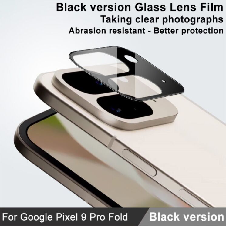 Защитное стекло на камеру IMAK Black Glass Lens для Google Pixel 9 Pro Fold - Black: фото 3 из 10