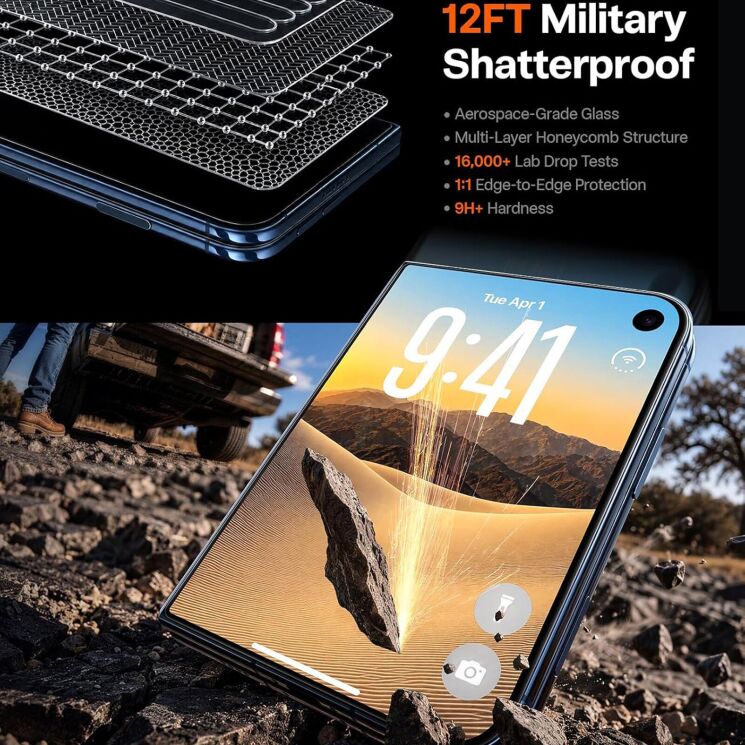 Защитное стекло на внешний экран TORRAS Sunview AR Series для Apple iPhone Duo - Black: фото 5 из 7