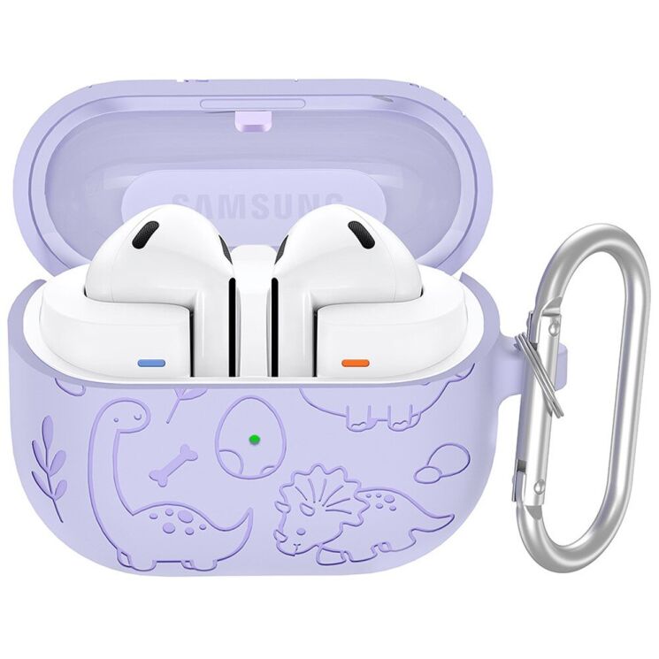 Захисний чохол Deexe Dinosaur Design для Samsung Galaxy Buds 3 / Buds 3 Pro - Light Purple: фото 1 з 7