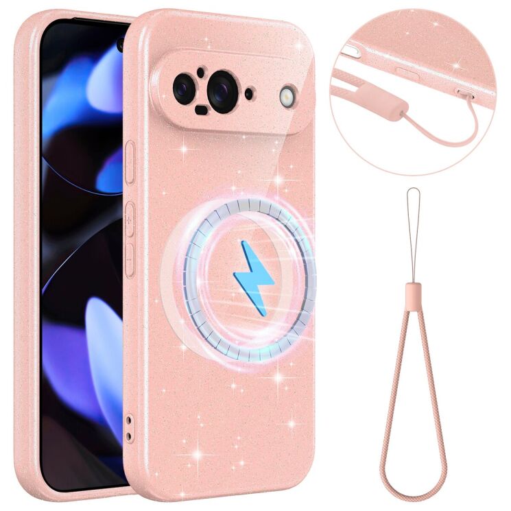 Захисний чохол Deexe Glitter Case with MagSafe для Google Pixel 9 - Pink: фото 1 з 7