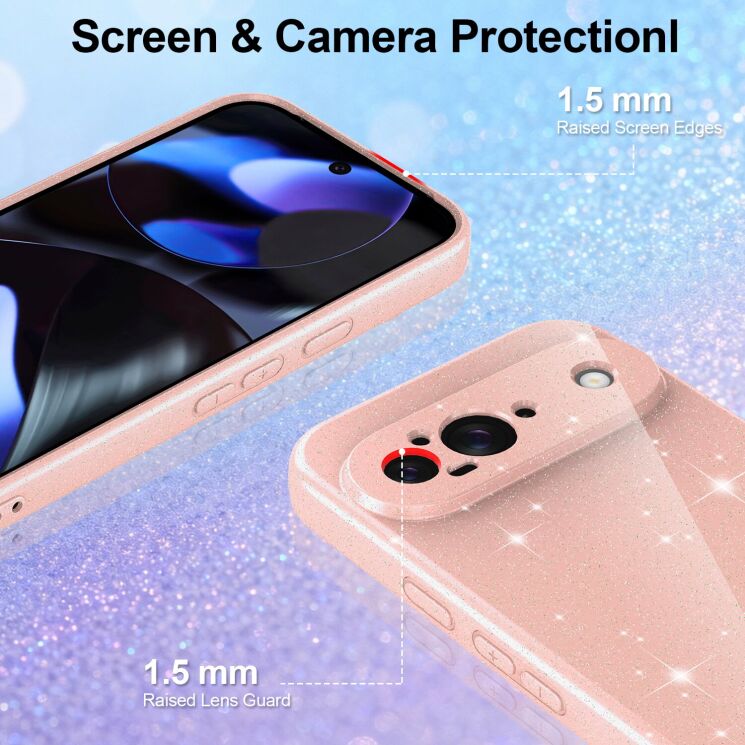 Захисний чохол Deexe Glitter Case with MagSafe для Google Pixel 9 - Blue: фото 3 з 7