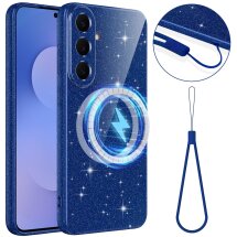 Защитный чехол Deexe Glitter Case with MagSafe для Samsung Galaxy S26 FE - Blue: фото 1 из 8
