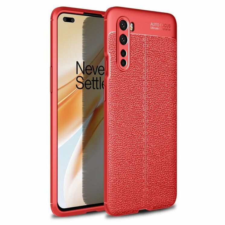 Защитный чехол Deexe Leather Cover для OnePlus Nord - Red: фото 1 из 10