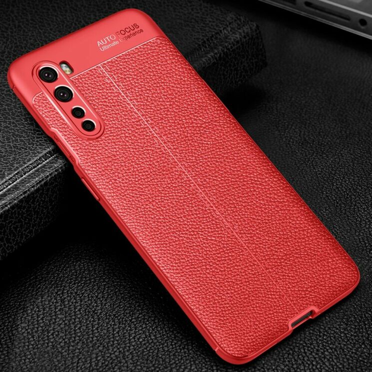 Защитный чехол Deexe Leather Cover для OnePlus Nord - Red: фото 2 из 10