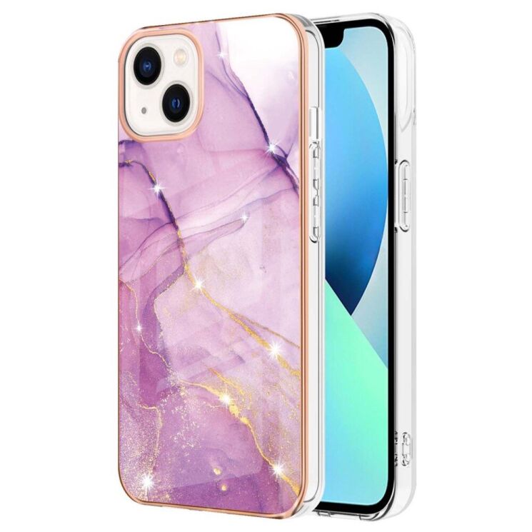 Защитный чехол Deexe Marble Style для Apple iPhone 15 Plus - Light Purple: фото 1 из 5
