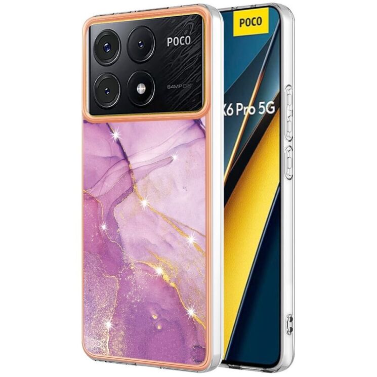 Защитный чехол Deexe Marble Style для Xiaomi Poco X6 Pro - Light Purple: фото 1 из 6