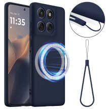 Защитный чехол Deexe Silicone Case with MagSafe для Motorola Edge 70 Fusion - Dark Blue: фото 1 из 9