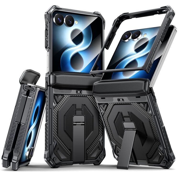 Захисний чохол Deexe Tank Stand для Samsung Galaxy Flip 8 - Black: фото 1 з 9