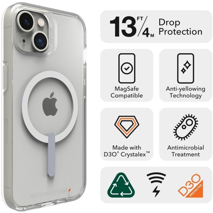 Защитный чехол Gear4 Crystal Palace Snap MagSafe для Apple iPhone 13 - Clear: фото 2 из 9