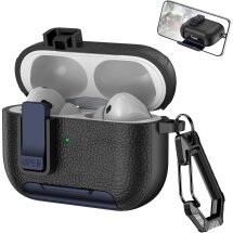 Захисний чохол Reframe Leather Texture для Apple AirPods Pro 2 - Black / Dark Blue: фото 1 з 7