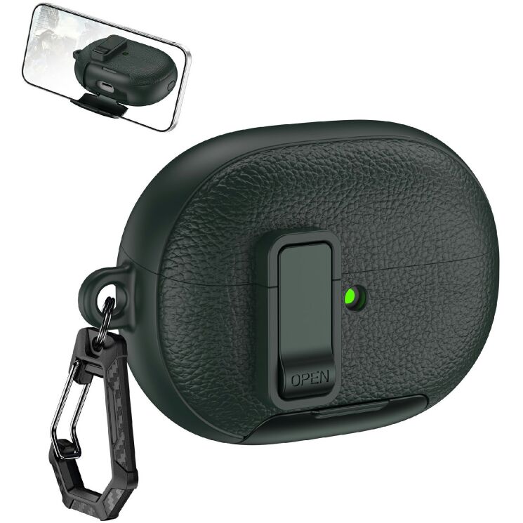 Защитный чехол Reframe Leather Texture для Huawei FreeBuds Pro 5 - Army Green: фото 1 из 8