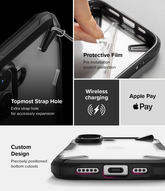 Защитный чехол Ringke Fusion X для Apple iPhone 16 (8800274960473) - Black: фото 14 из 15