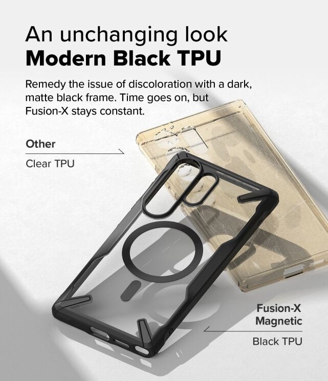 Захисний чохол Ringke Fusion X MagSafe для Samsung Galaxy S25 Ultra (S938) 8800274969155 - Black: фото 5 з 19