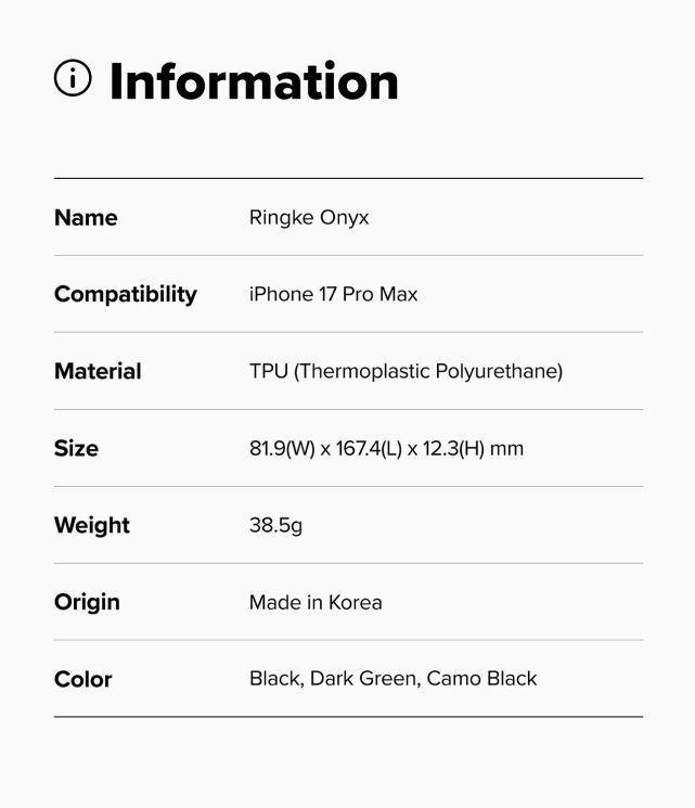 Защитный чехол Ringke Onyx для iPhone 17 Pro Max (8800328810327) - Camo Black: фото 12 из 12