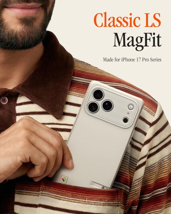 Защитный чехол Spigen Classic LS MagSafe для iPhone 17 Pro Max (ACS10478) - Stone: фото 11 из 18