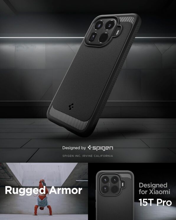 Защитный чехол Spigen Rugged Armor для Xiaomi 15T Pro (ACS11152) - Matte Black: фото 10 из 15