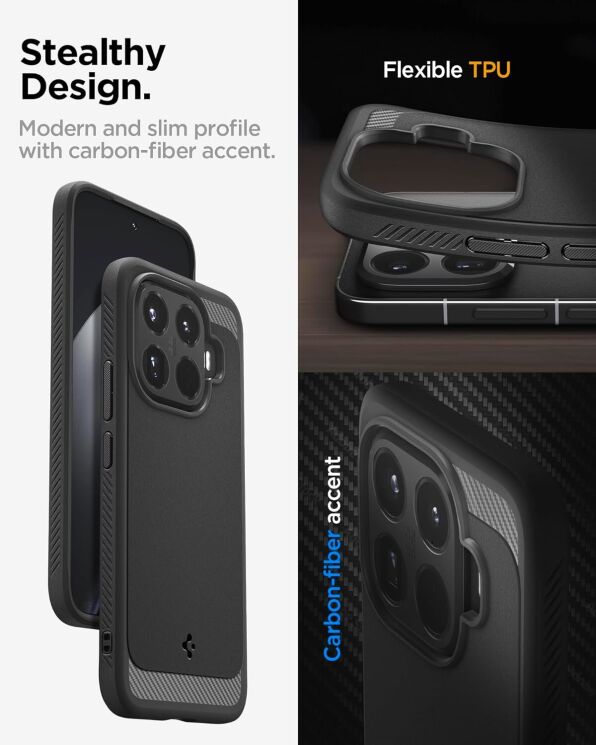 Защитный чехол Spigen Rugged Armor для Xiaomi 15T Pro (ACS11152) - Matte Black: фото 12 из 15
