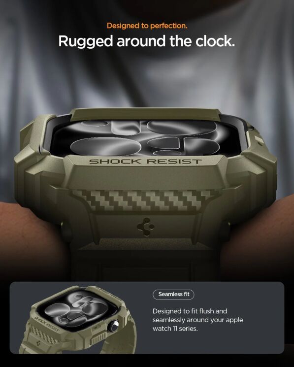 Захисний чохол Spigen Rugged Armor Pro 2 для Apple Watch 10 / 11 46 mm (ACS10507) - Vintage Khaki: фото 15 з 17