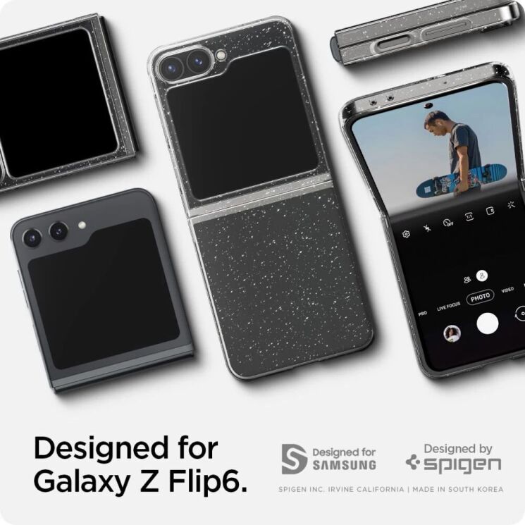 Захисний чохол Spigen (SGP) Liquid Crystal Glitter (FF) для Samsung Galaxy Flip 6 - Crystal Quartz: фото 13 з 18