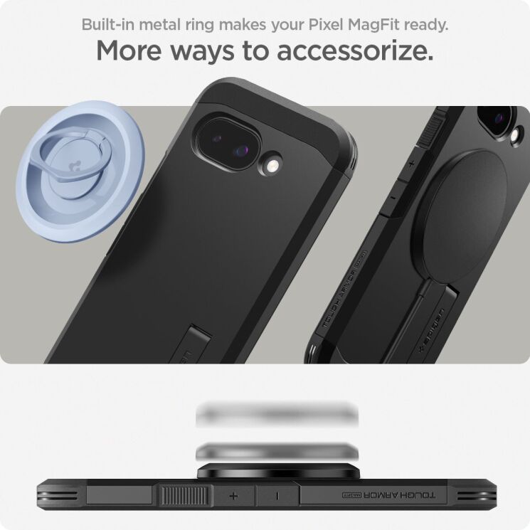 Захисний чохол Spigen (SGP) Tough Armor (MagFit) для Google Pixel 9a (ACS09046) - Black: фото 14 з 16
