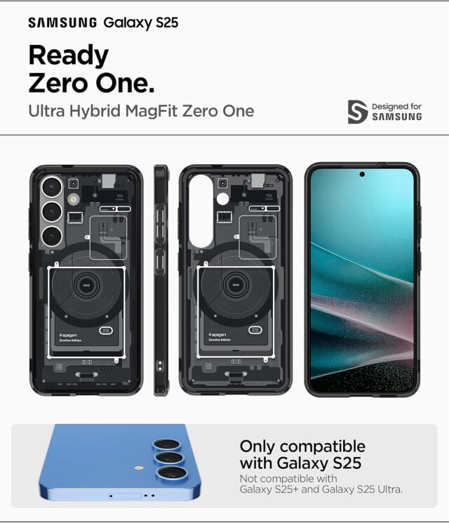 Защитный чехол Spigen (SGP) Ultra Hybrid Zero One (MagFit) для Samsung Galaxy S25 (S931) ACS09003 - Black: фото 11 из 17