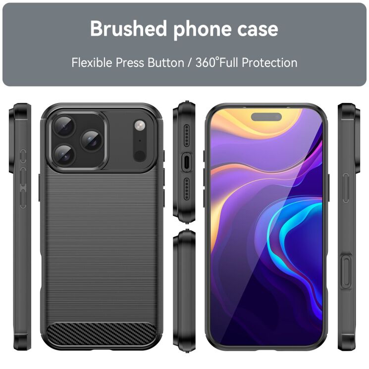 Защитный чехол UniCase Carbon для Apple iPhone 17 Pro Max - Black: фото 3 из 11