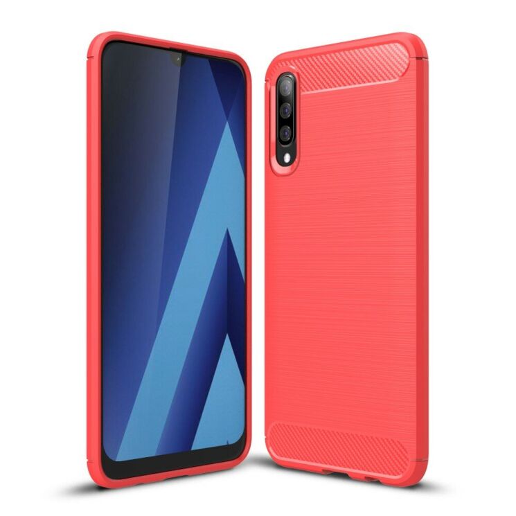 Силиконовый (TPU) чехол UniCase Carbon для Samsung Galaxy A70 (A705) - Red: фото 1 из 10